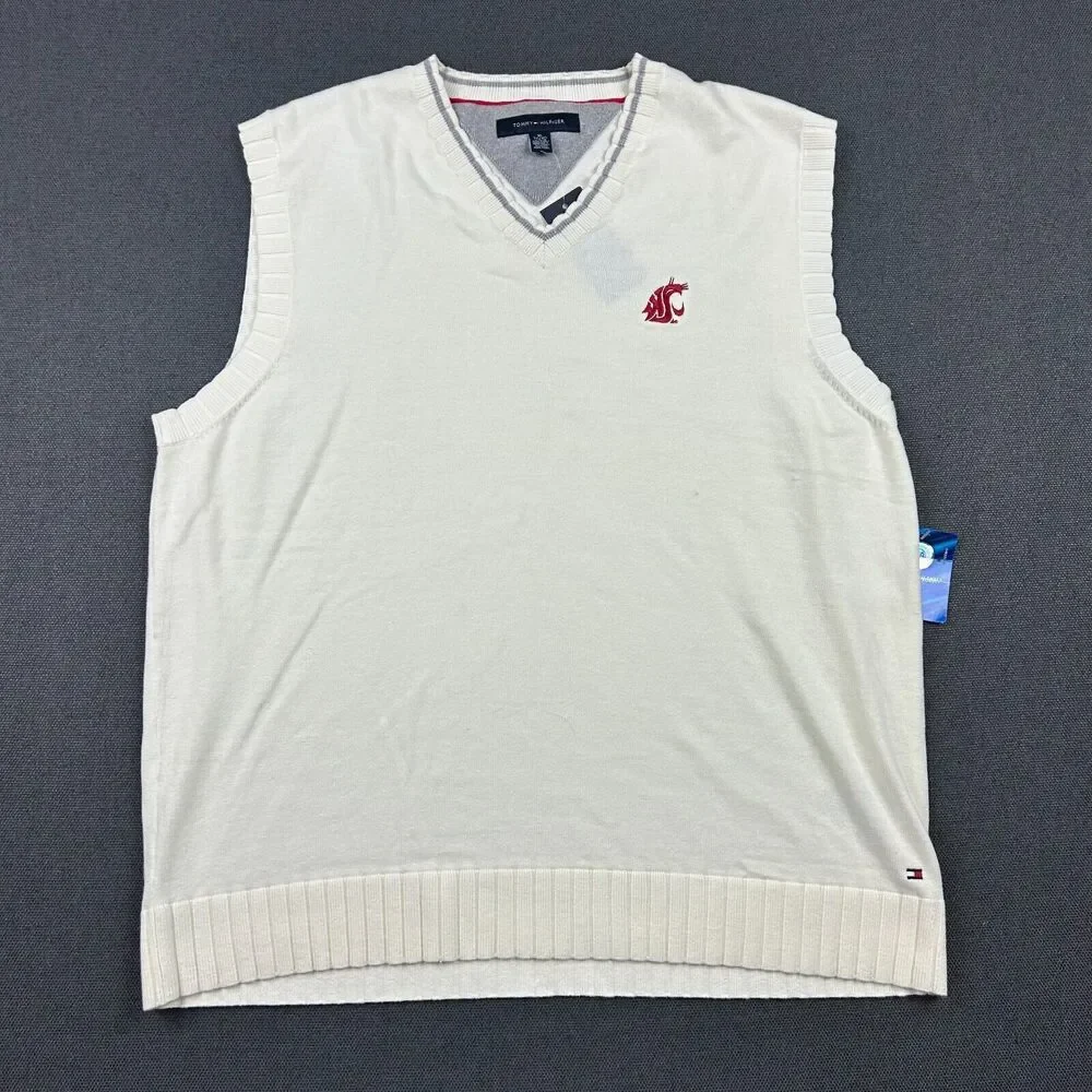 Tommy Hilfiger Sweater Vest Mens XL Sportswear WSU Washington State Cougars NWT‎